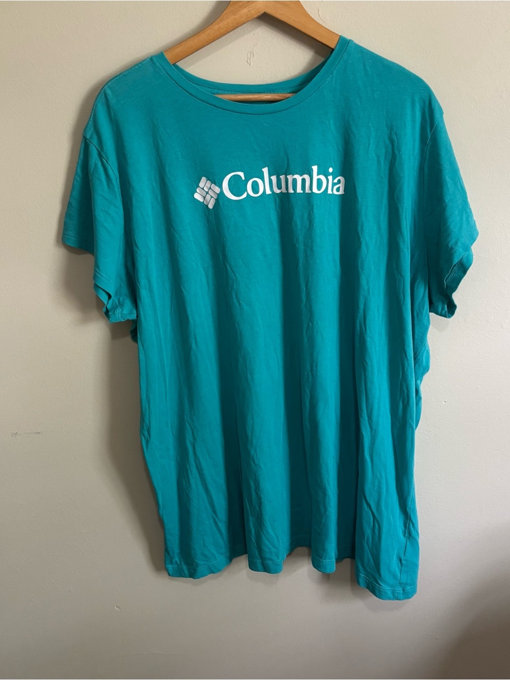 Columbia Logo T-Shirt Teal 3XL Graphic Tee Casual Outdoor Cotton